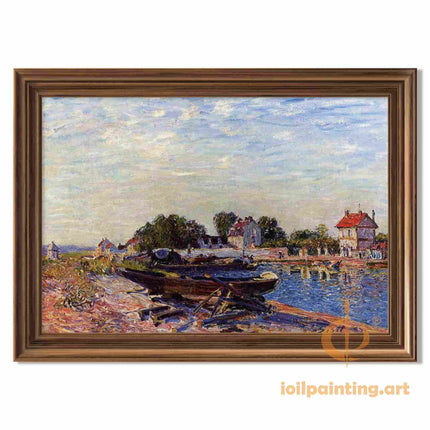 "Alfred Sisley's 'Banks of the Seine at Port-Marly' - Hand-Painted Impressionist Oil Painting Reproduction"
