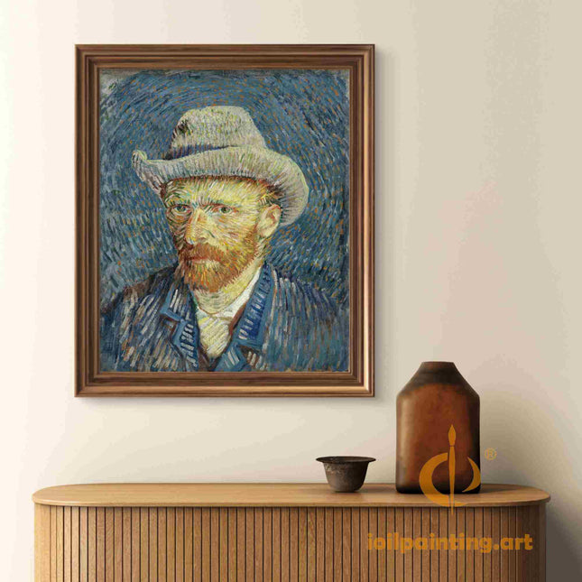 "Vincent van Gogh's 'Self-Portrait with Grey Felt Hat' - Premium Hand-Painted Oil Reproduction on Canvas"