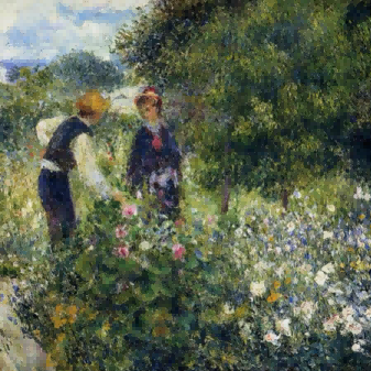 "Pierre-Auguste Renoir's 'Garden Conversation' - Premium Hand-Painted Oil Painting Reproduction"