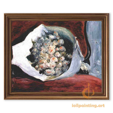 "Pierre-Auguste Renoir's 'Bouquet of Roses' - Premium Hand-Painted Oil Painting Reproduction"