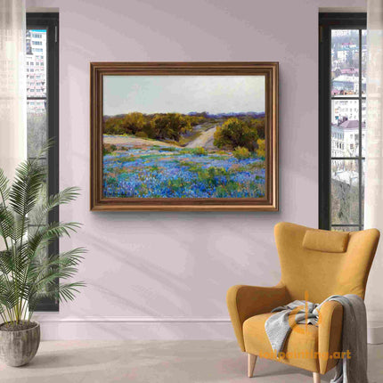 "Julian Onderdonk's 'Path Through Bluebonnet Fields' Oil Painting Reproduction on Canvas"