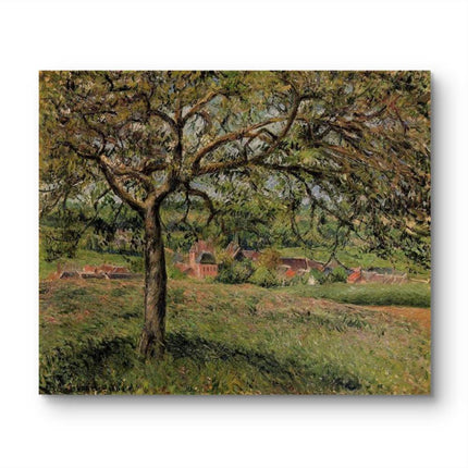 "Camille Pissarro's 'Tranquil Village Landscape' - Hand-Painted Impressionist Oil Painting Reproduction"