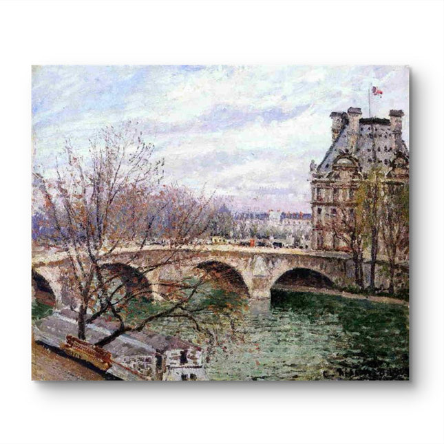 "Camille Pissarro's 'Stone Bridge Over Tranquil River' - Hand-Painted Oil Painting Reproduction"