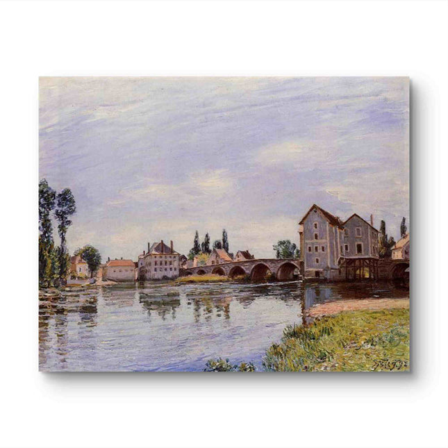 "Alfred Sisley's 'Classic European Riverside Townscape' - Hand-Painted Oil Painting Reproduction