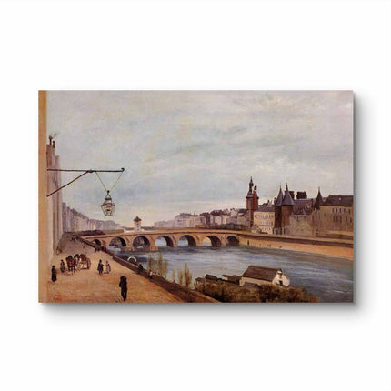 "Camille Corot's 'Elegant Bridge Over Serene River' - Hand-Painted Oil Painting Reproduction"