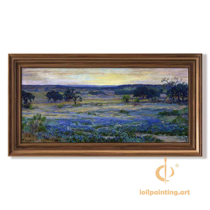"Julian Onderdonk Inspired 'Texas Bluebonnet Field' - Premium Hand-Painted Oil Reproduction on Canvas"