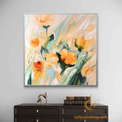 "Vibrant Floral Symphony - Premium Hand-Painted Oil Reproduction on Canvas"