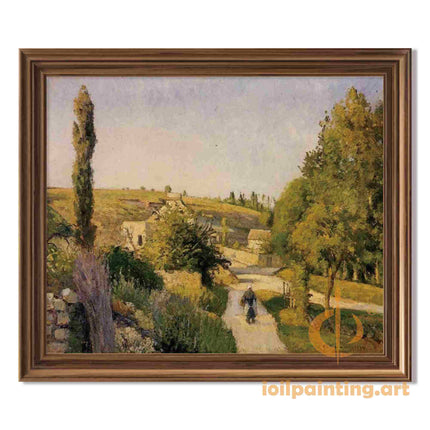 "Camille Pissarro's 'Country Lane with Strolling Figure' - Hand-Painted Impressionist Oil Painting Reproduction"