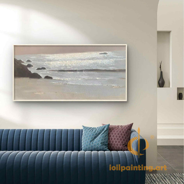 "Golden Hour Seaside - Premium Hand-Painted Oil Reproduction on Canvas"