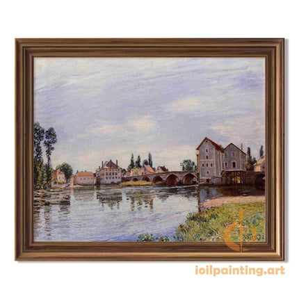 "Alfred Sisley's 'Classic European Riverside Townscape' - Hand-Painted Oil Painting Reproduction