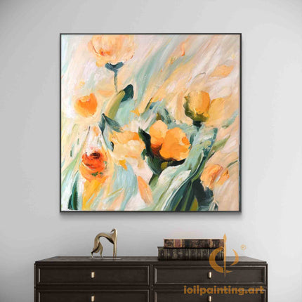 "Vibrant Floral Symphony - Premium Hand-Painted Oil Reproduction on Canvas"