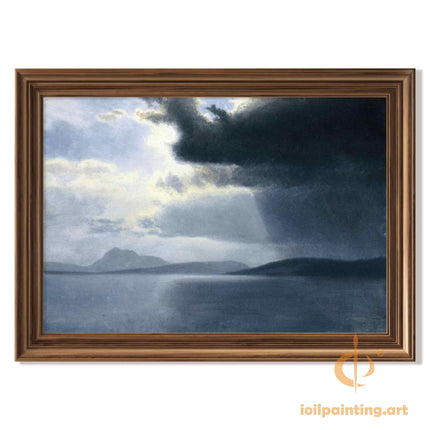 "Albert BIerstadt's 'Tranquil Waterscapes' - Hand-Painted Romantic Era Oil Painting Reproduction"