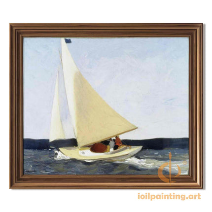 "Edward Hopper's 'Serene Sailboat at Sunset' - Hand-Painted Oil Painting Reproduction"