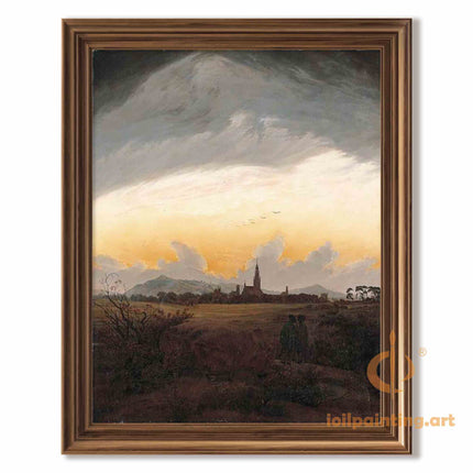 "John Constable's 'Pastoral Serenity with Tower' - Hand-Painted English Landscape Oil Painting Reproduction"