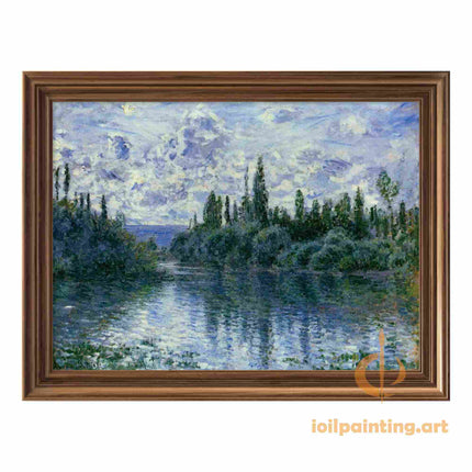 "Claude Monet's 'Serene River with Verdant Banks' - Hand-Painted Oil Painting Reproduction"