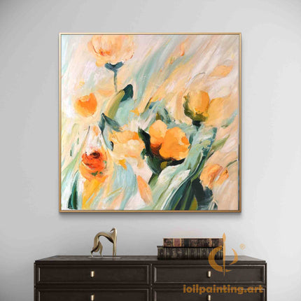 "Vibrant Floral Symphony - Premium Hand-Painted Oil Reproduction on Canvas"