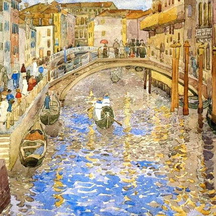 "Venetian Canal Masterpiece - Hand-Painted Oil Painting Reproduction | Romantic Venice Landscape | Classic European Art"