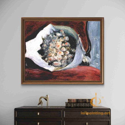 "Pierre-Auguste Renoir's 'Bouquet of Roses' - Premium Hand-Painted Oil Painting Reproduction"