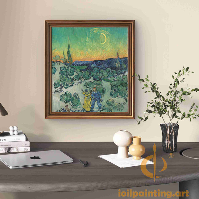 "Vincent van Gogh's 'Moonlit Olive Grove' - Premium Hand-Painted Oil Reproduction on Canvas"