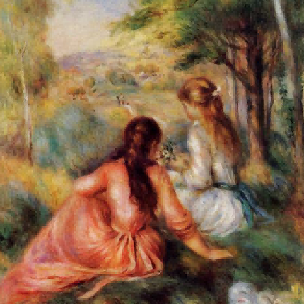 "Pierre-Auguste Renoir's 'Two Young Girls in the Garden' - Premium Hand-Painted Oil Painting Reproduction"
