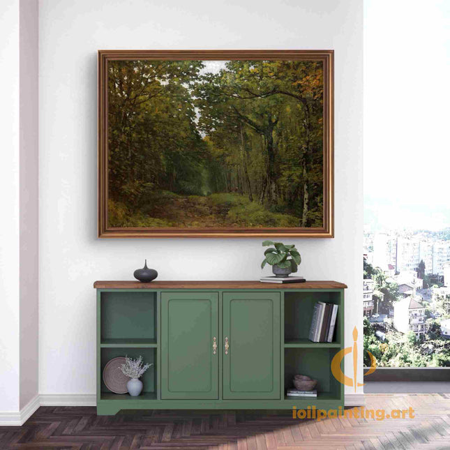 "John Constable's 'Enchanted Forest Path' - Hand-Painted Landscape Oil Painting Reproduction"
