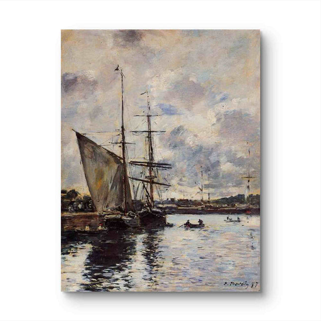 "Eugène Boudin's 'Seaside Harbor with Sailboats' - Hand-Painted Oil Painting Reproduction"