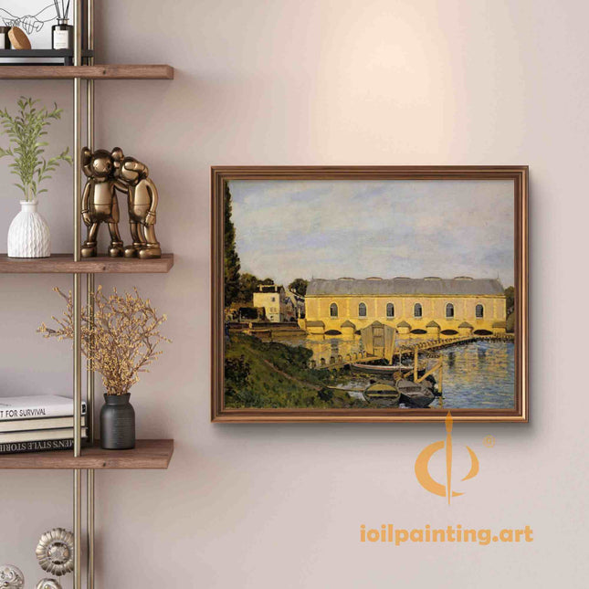 "Alfred Sisley's 'The Machine de Marly' - Hand-Painted Impressionist Oil Painting Reproduction"