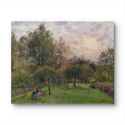 "Camille Pissarro's 'Figures Resting Under Shady Trees' - Hand-Painted Impressionist Oil Painting Reproduction"