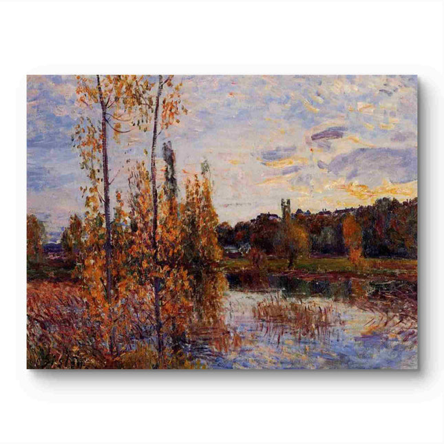 "Autumn Riverside Serenity - Premium Hand-Painted Oil Reproduction on Canvas"