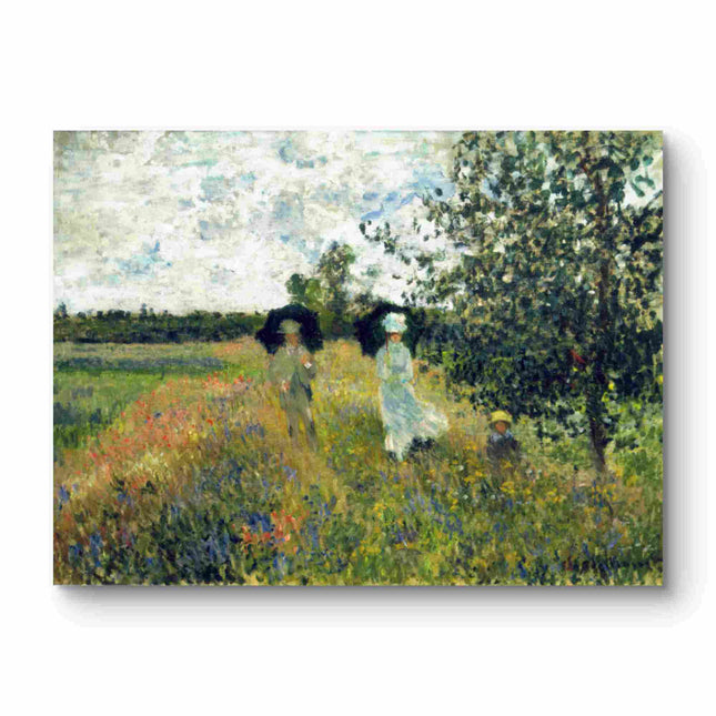 "Claude Monet's 'Sunlit Garden Stroll with Parasols' - Hand-Painted Oil Painting Reproduction"