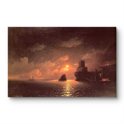 "Ivan Aivazovsky's 'Golden Sunset Over Serene Waters' - Hand-Painted Oil Painting Reproduction"