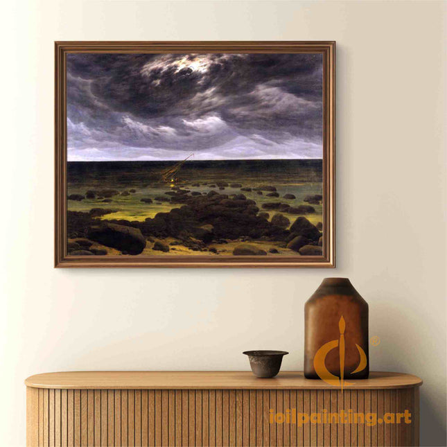 "Ivan Aivazovsky's 'Mystical Seascape at Dusk' - Hand-Painted Romantic Oil Painting Reproduction"