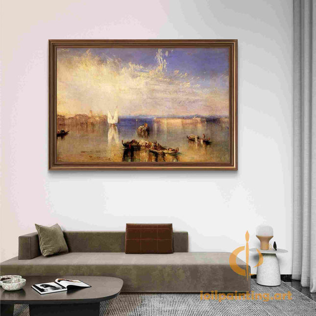 "William Turner's 'Moonlit Harbor Serenade' - Hand-Painted Oil Painting Reproduction"