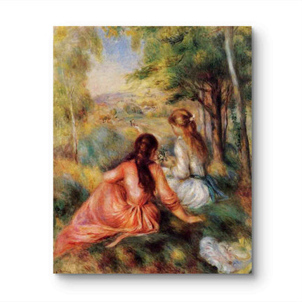 "Pierre-Auguste Renoir's 'Two Young Girls in the Garden' - Premium Hand-Painted Oil Painting Reproduction"