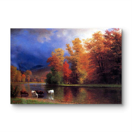 "John Constable's 'Autumn Riverside with Cattle' - Hand-Painted Landscape Oil Painting Reproduction"