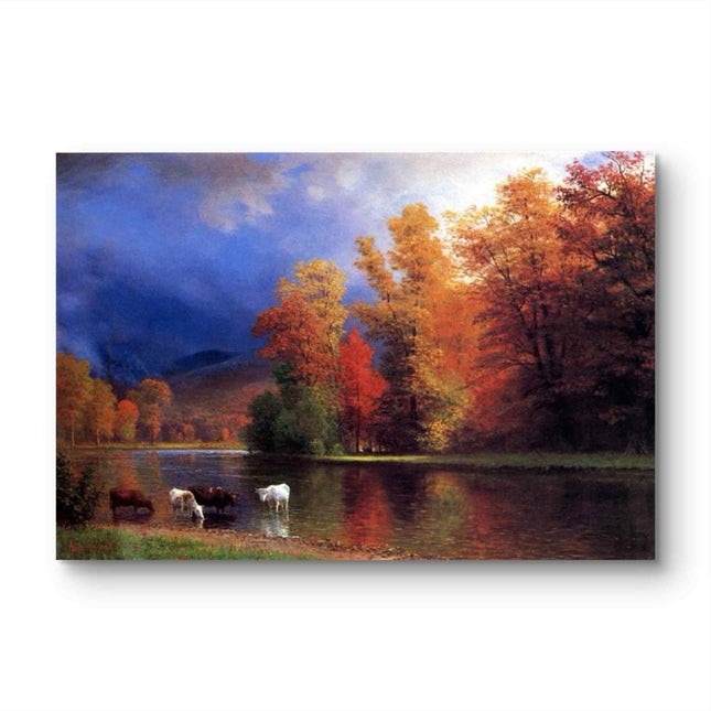 "John Constable's 'Autumn Riverside with Cattle' - Hand-Painted Landscape Oil Painting Reproduction"