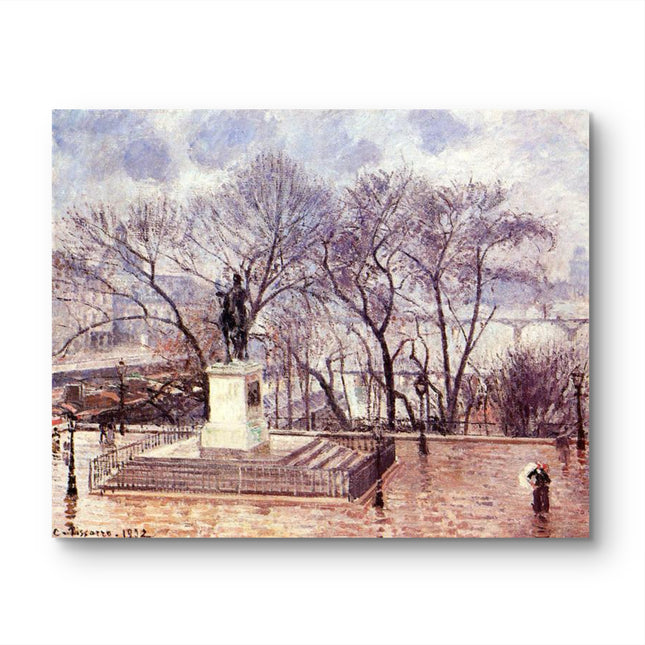"Camille Pissarro's 'Equestrian Statue in Winter Park' - Hand-Painted Oil Painting Reproduction"