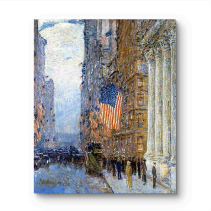 "Childe Hassam's 'Patriotic Cityscape' - Hand-Painted Impressionist Oil Painting Reproduction"