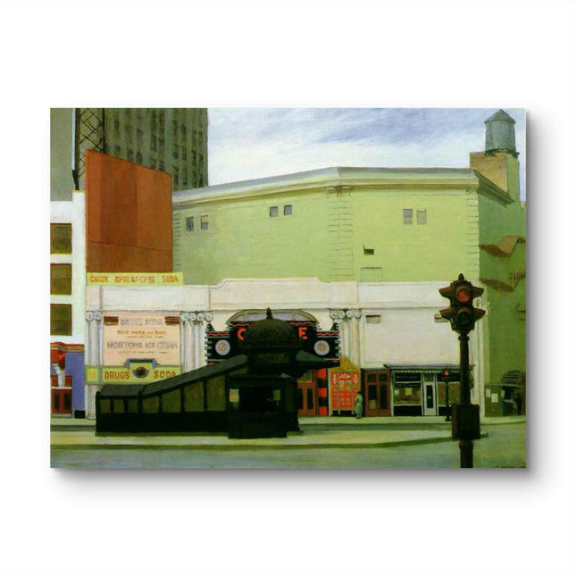"Edward Hopper's 'Vintage Soda Fountain Scene' - Hand-Painted Oil Painting Reproduction"
