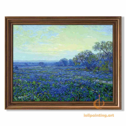 "Julian Onderdonk Inspired 'Texas Bluebonnet Field' - Premium Hand-Painted Oil Reproduction on Canvas"