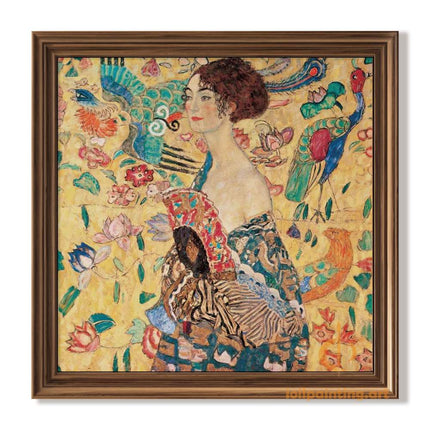 "Gustav Klimt's 'Woman with Peacocks' - Premium Hand-Painted Oil Reproduction on Canvas"