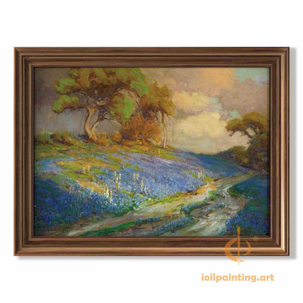 "Julian Onderdonk Inspired 'Texas Bluebonnet Meadow' - Premium Hand-Painted Oil Reproduction on Canvas"