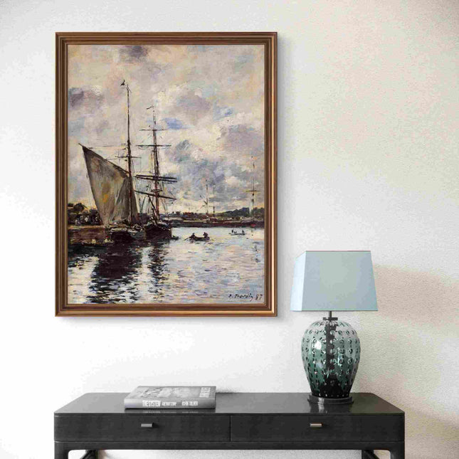 "Eugène Boudin's 'Seaside Harbor with Sailboats' - Hand-Painted Oil Painting Reproduction"