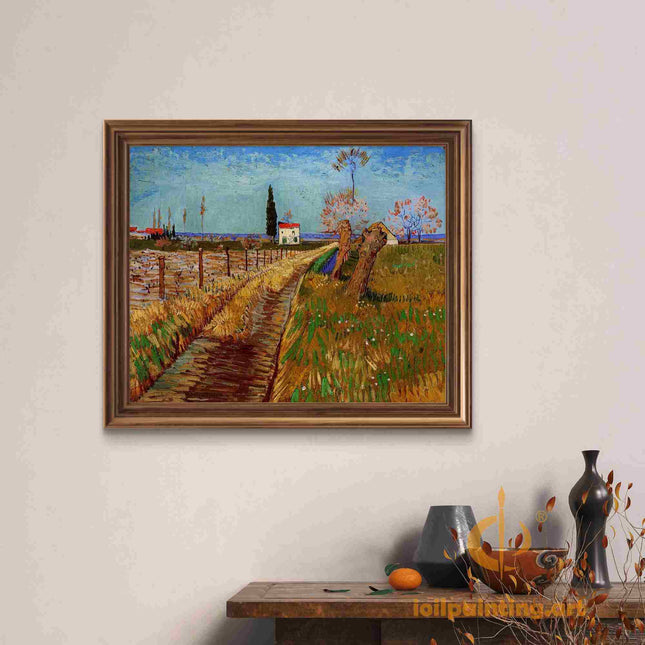 "Vincent van Gogh's 'Country Path Through Golden Fields' - Premium Hand-Painted Oil Reproduction on Canvas"