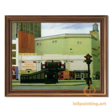 "Edward Hopper's 'Vintage Soda Fountain Scene' - Hand-Painted Oil Painting Reproduction"