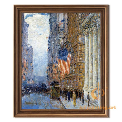 "Childe Hassam's 'Patriotic Cityscape' - Hand-Painted Impressionist Oil Painting Reproduction"