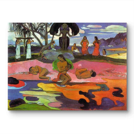 "Paul Gauguin 'Tahitian Women Under Palm Trees' - Hand-Painted Post-Impressionist Oil Painting Reproduction | Exotic Tropical Art"