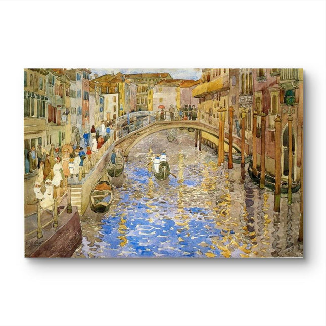"Venetian Canal Masterpiece - Hand-Painted Oil Painting Reproduction | Romantic Venice Landscape | Classic European Art"