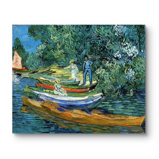 "Vincent van Gogh 'Riverside Leisure' - Hand-Painted Post-Impressionist Oil Painting Reproduction | Vibrant Boating Scene"
