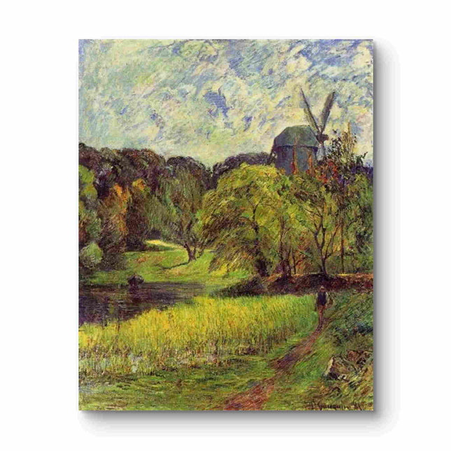 "Camille Pissarro 'Countryside Windmill' - Hand-Painted Impressionist Landscape Reproduction | French Rural Oil Painting"
